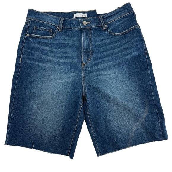 LOFT The Skinny Bermuda Short Dark/Medium Wash High Rise Size 30 NEW!!!! - Picture 1 of 5